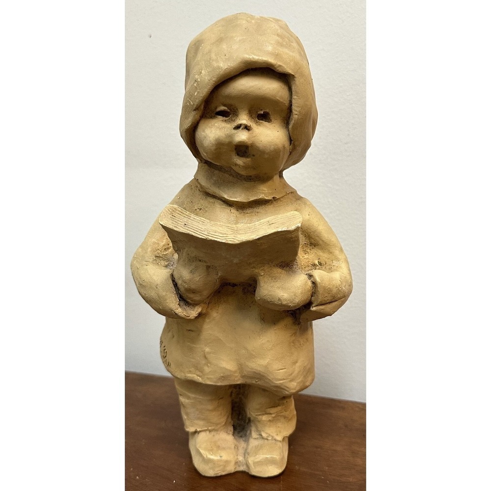 Vintage 1969 Dave Grossman Figurine Child Reading Book Choir Singer Tan - Picture 1 of 9